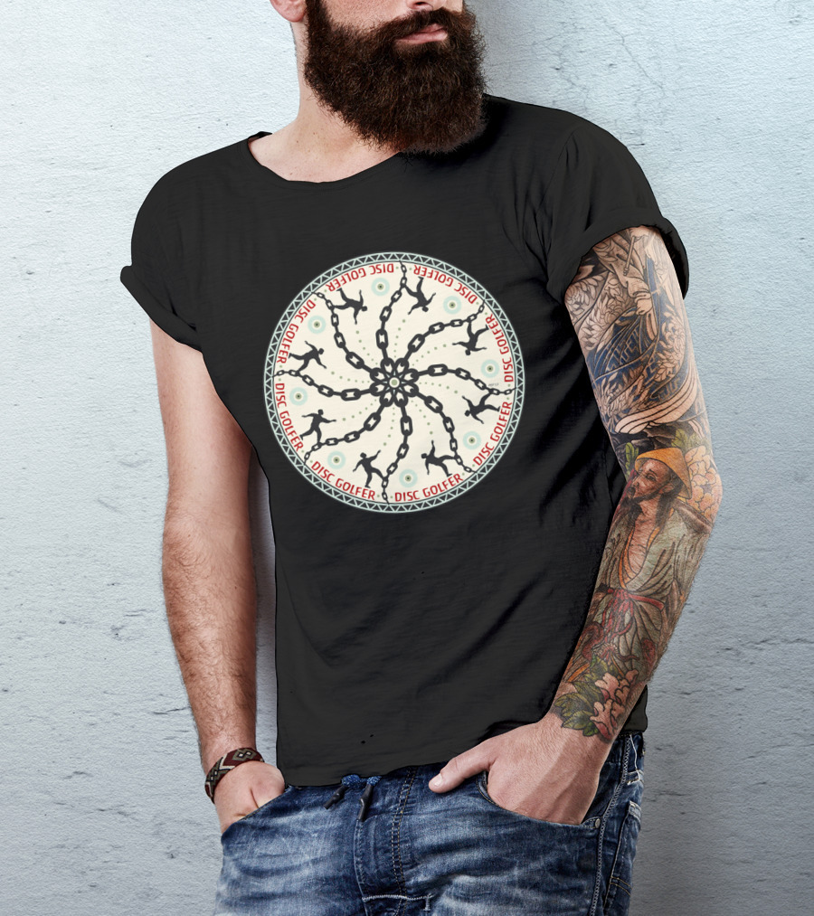 Disc Golfer Mandala Chain T-Shirt