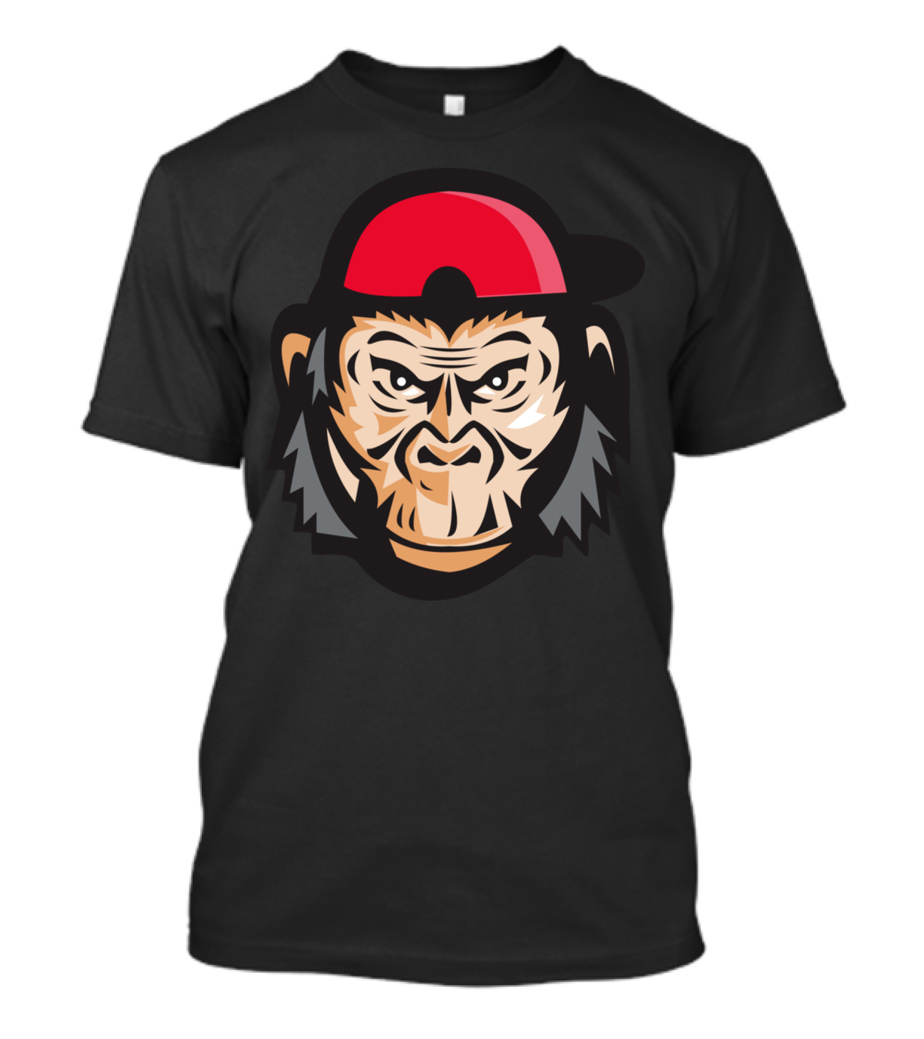 Angry Chimpanzee Head With Red Cap T-Shirt