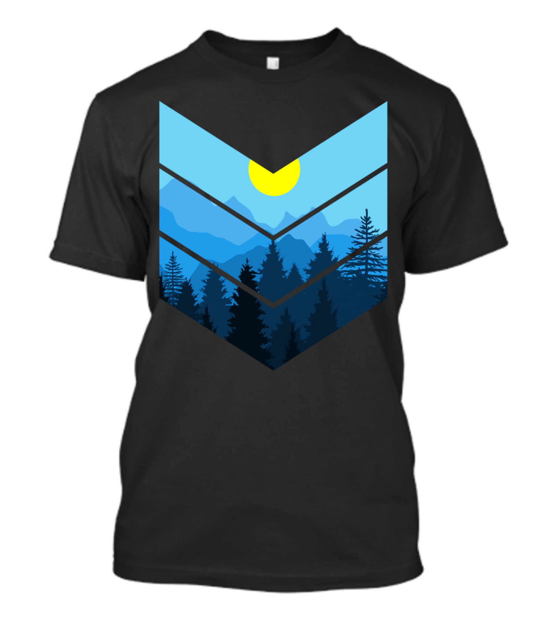 Forest Mountain Sunrise With Pine Trees And Sun T-Shirt