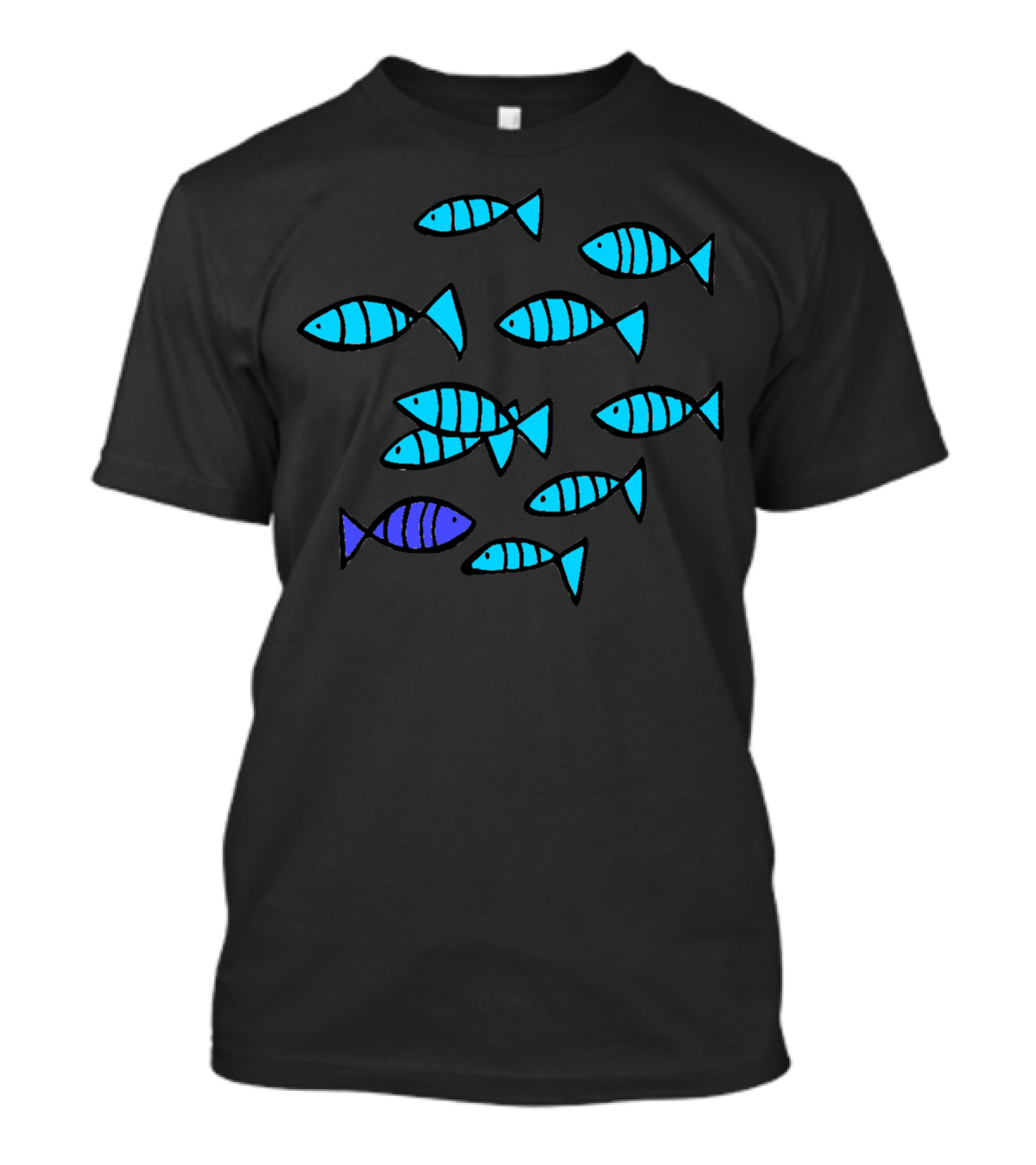 Be Different Blue And Purple Fish Contrast T-Shirt