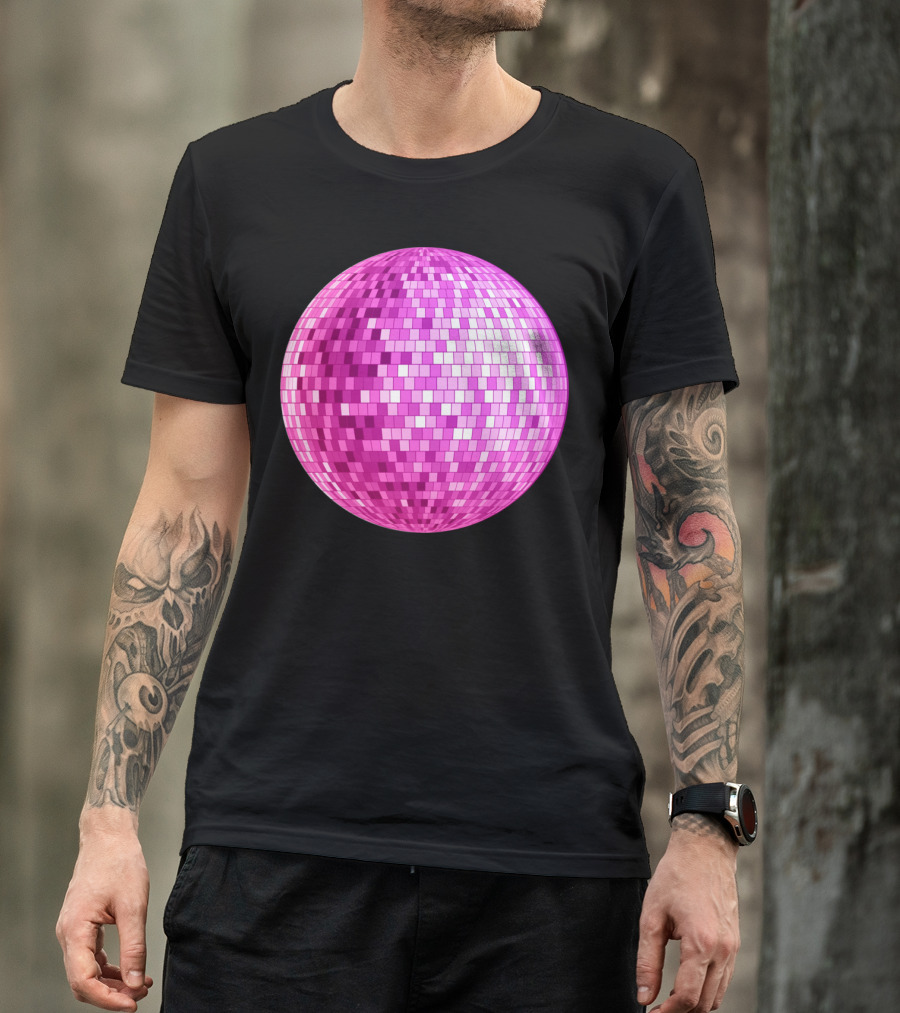 Disco Ball Vintage Dance Discoteque Pink T-Shirt