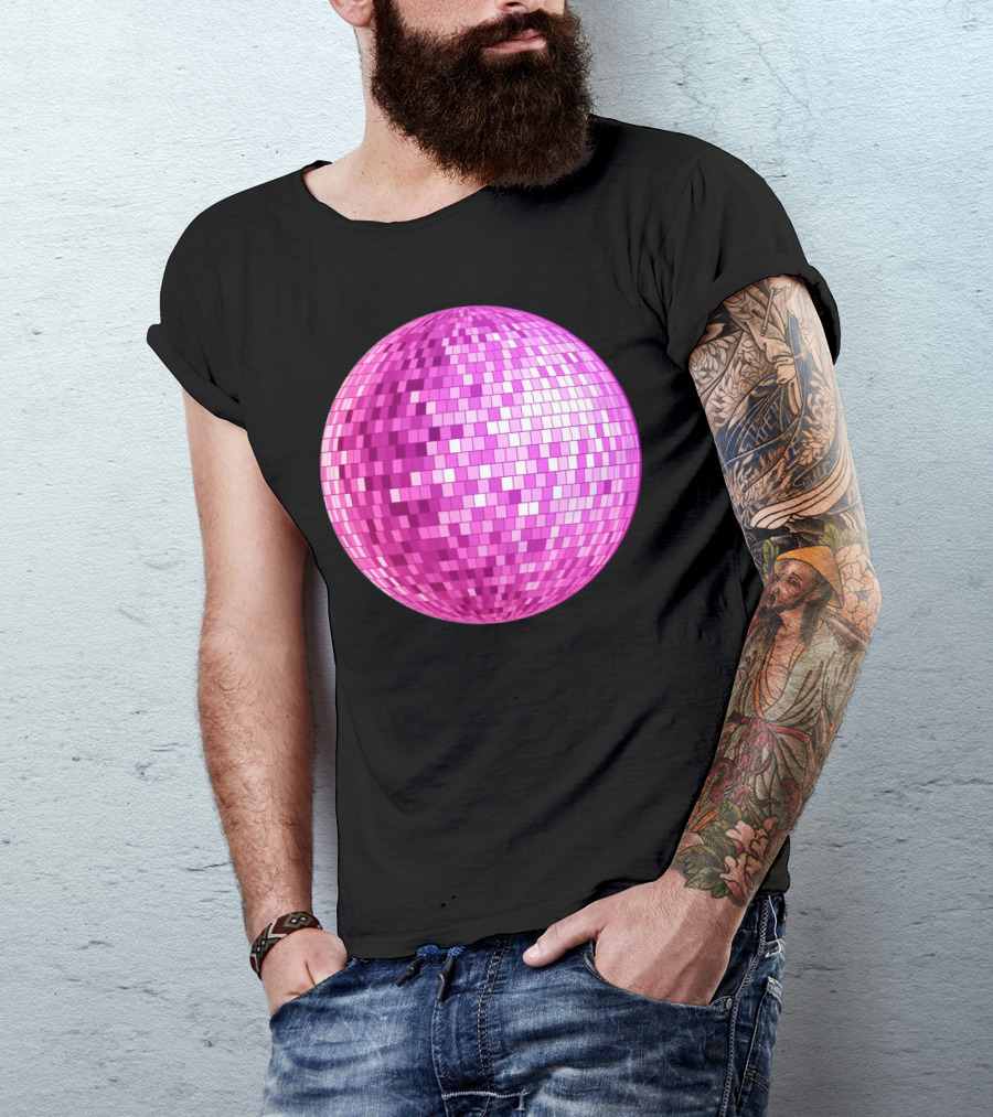 Disco Ball Vintage Dance Discoteque Pink T-Shirt