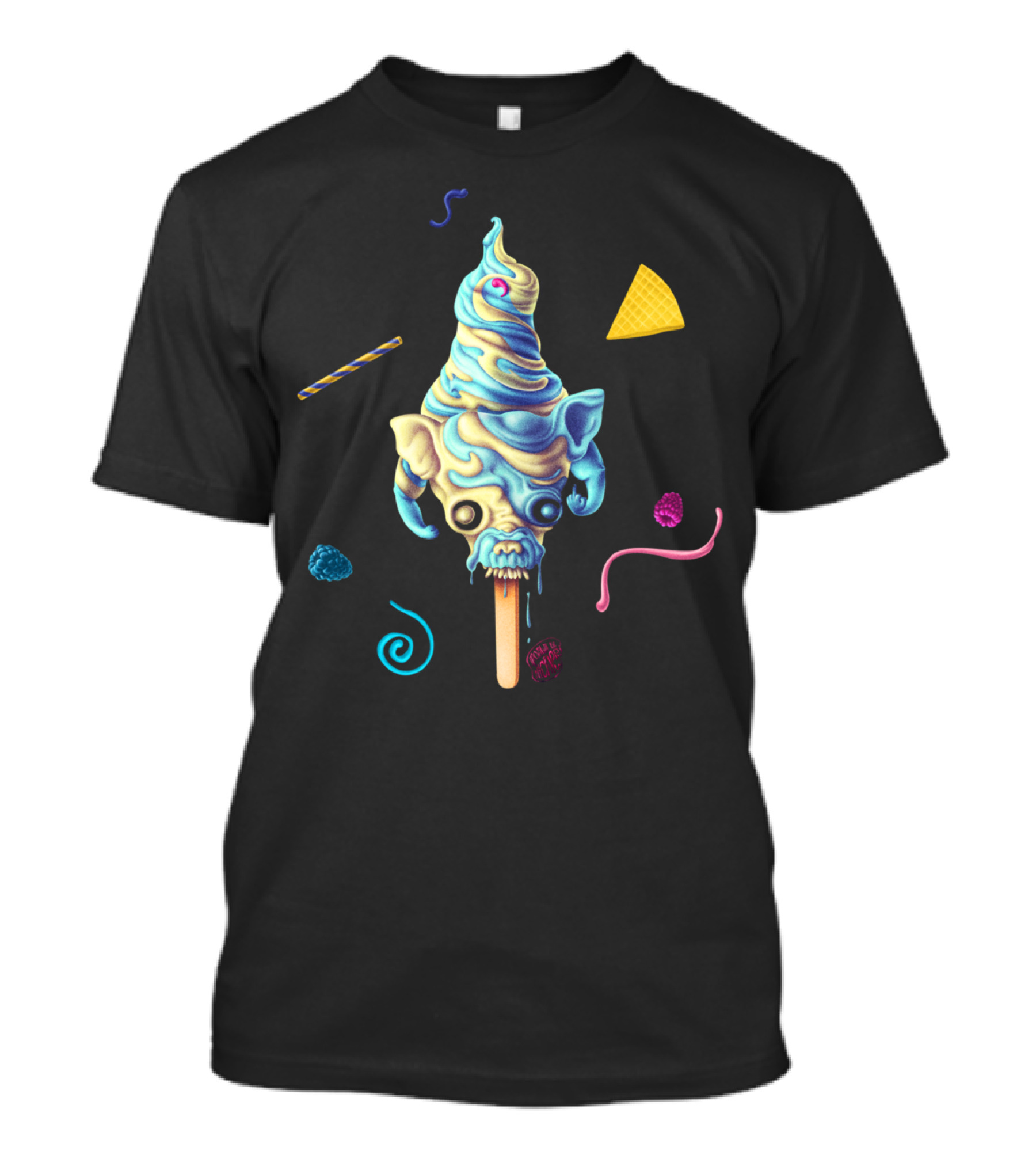 Angry Dog Ice Cream Summer Flavour With Raspberries And Cone T-Shirt