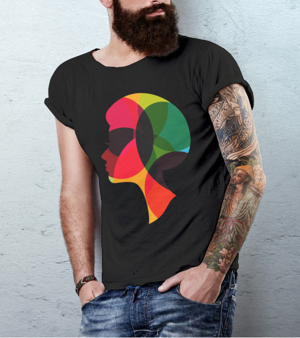 Disco Dancer Colorful Silhouette Head Profile T-Shirt