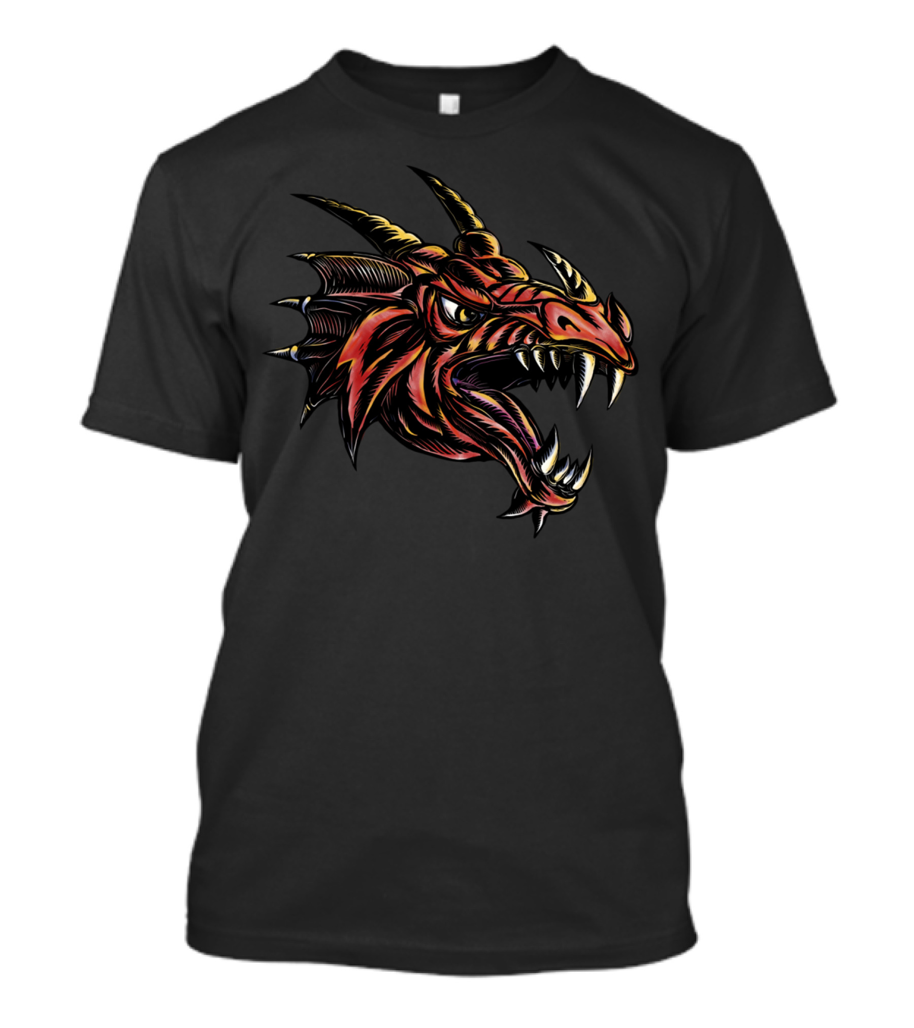 Angry Dragon Head Scratchboard Fierce Red Beast T-Shirt