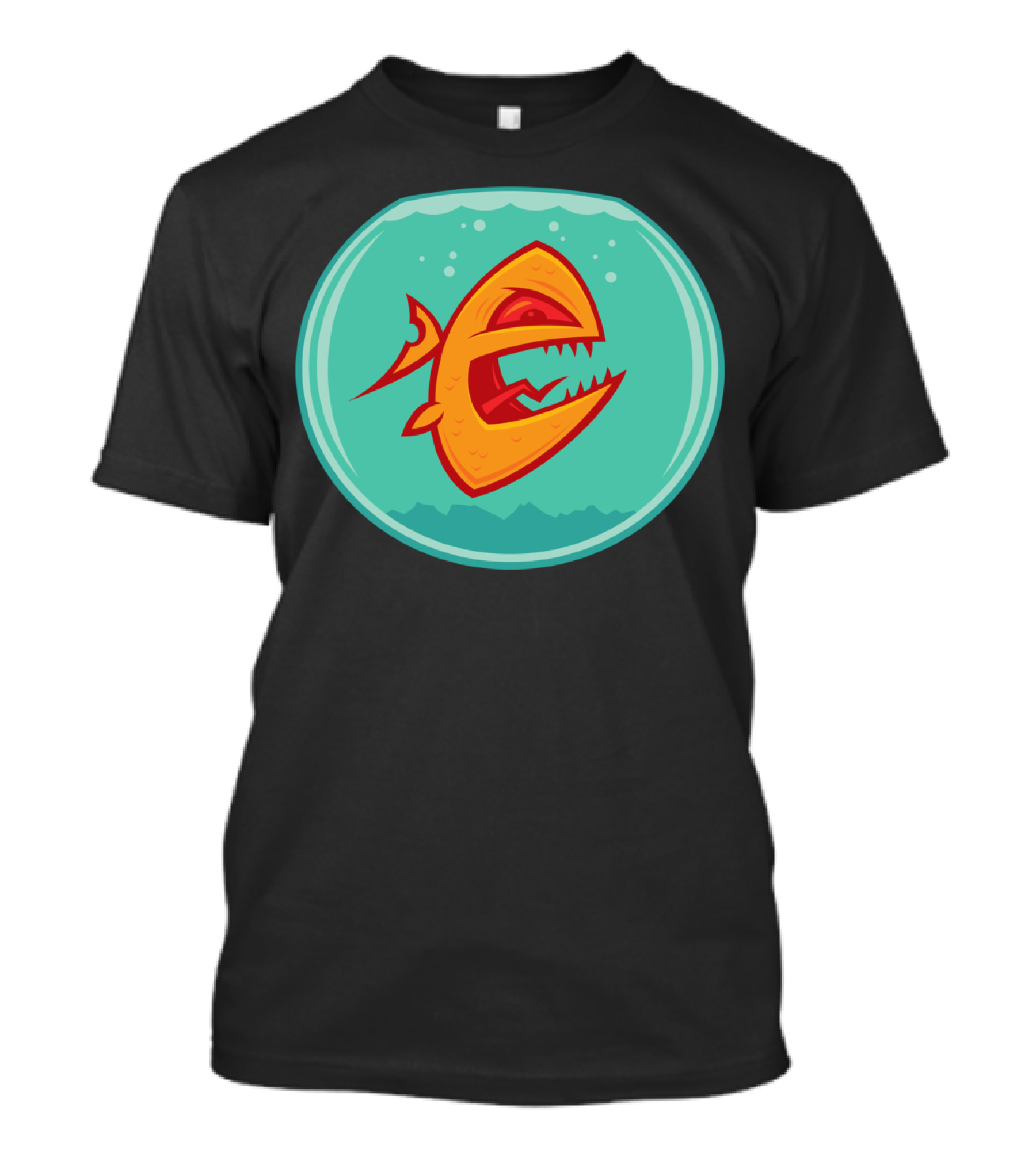 Angry Goldfish Cartoon In Fishbowl T-Shirt