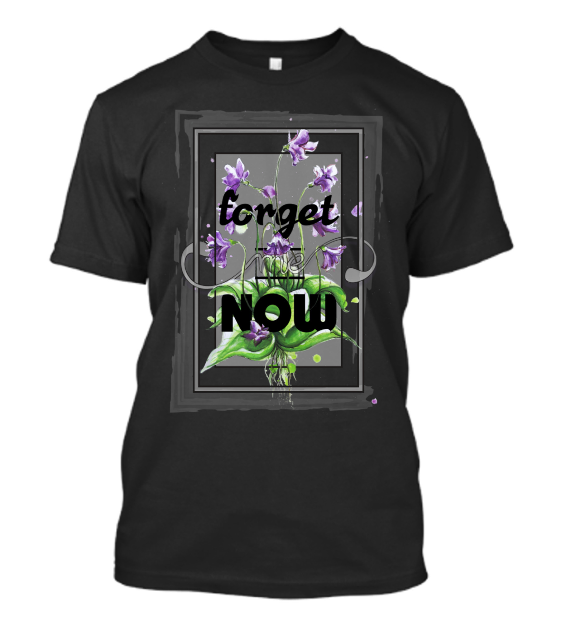 Forget Me Now Violet Flowers Framed T-Shirt