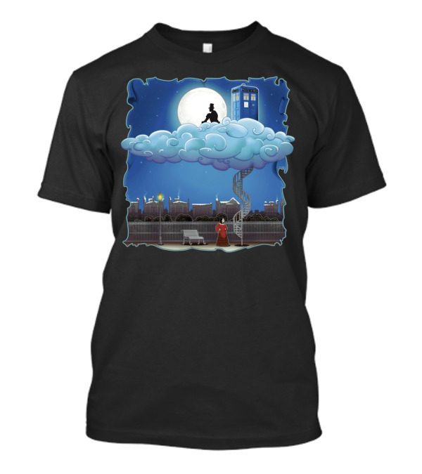 Above The Clouds Doctor Who Sherlock Holmes Lunar Cityscape T-Shirt