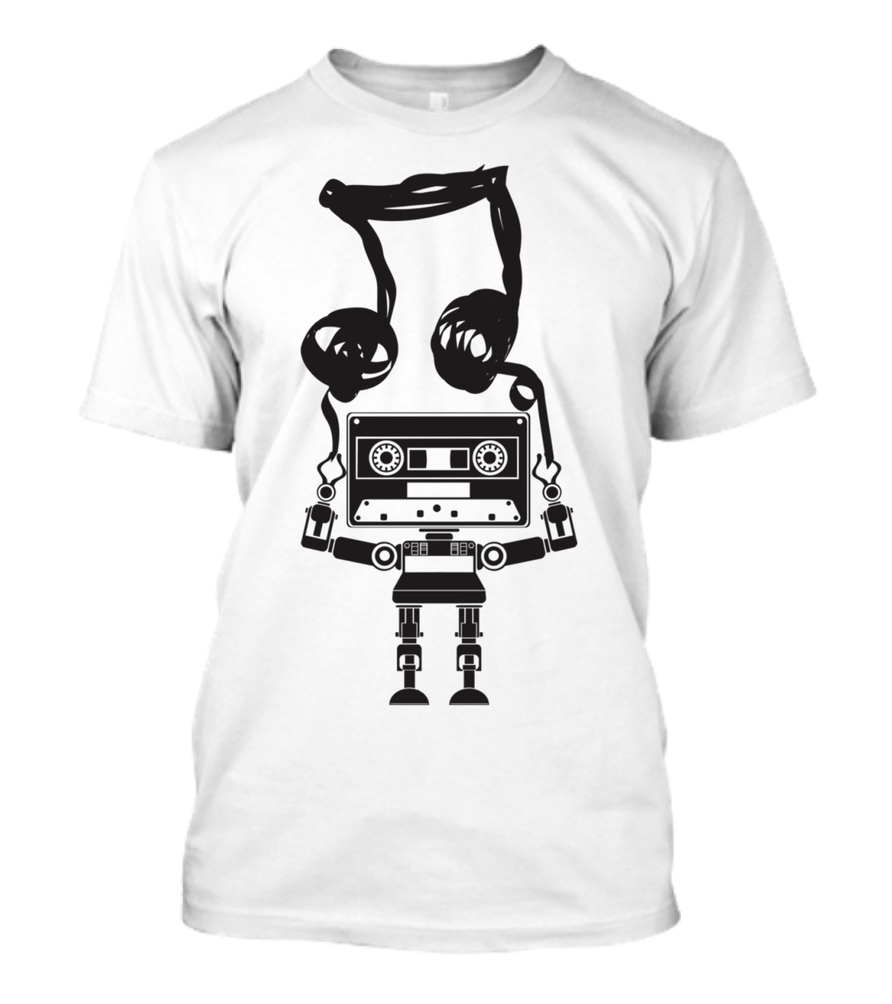 NoteBot Cassette Headphones Robot Music T-Shirt
