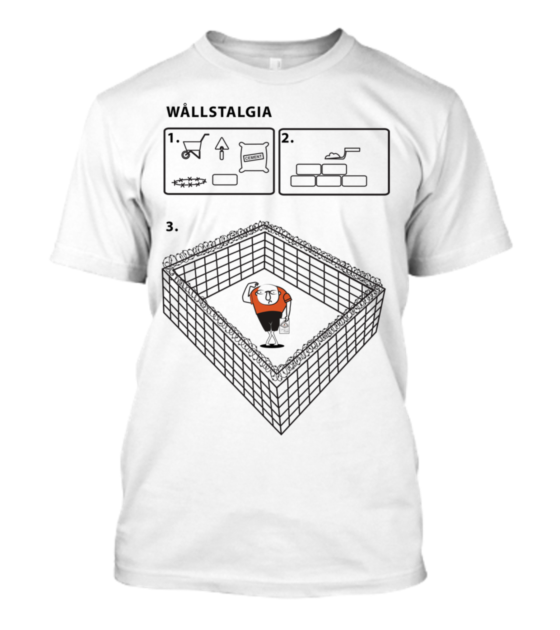 WALLSTALGIA Steps 1-3 Building Block Maze With Orange Figure T-Shirt