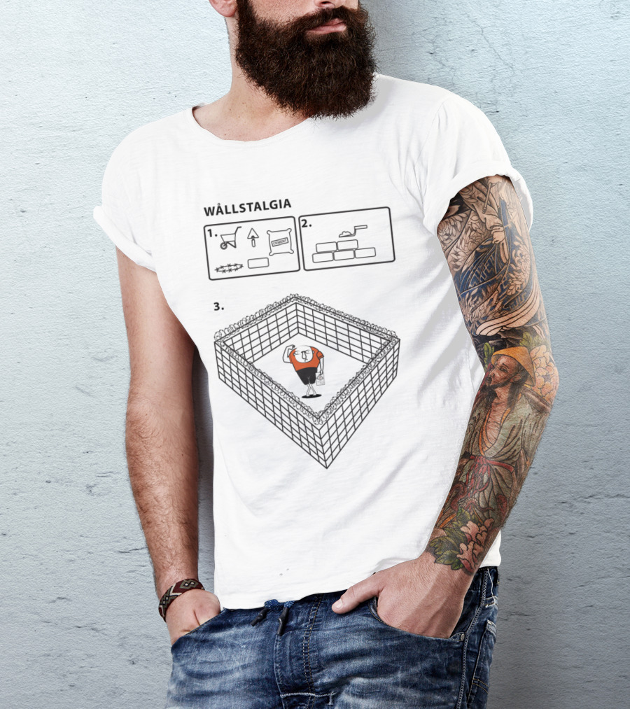 WALLSTALGIA Steps 1-3 Building Block Maze With Orange Figure T-Shirt