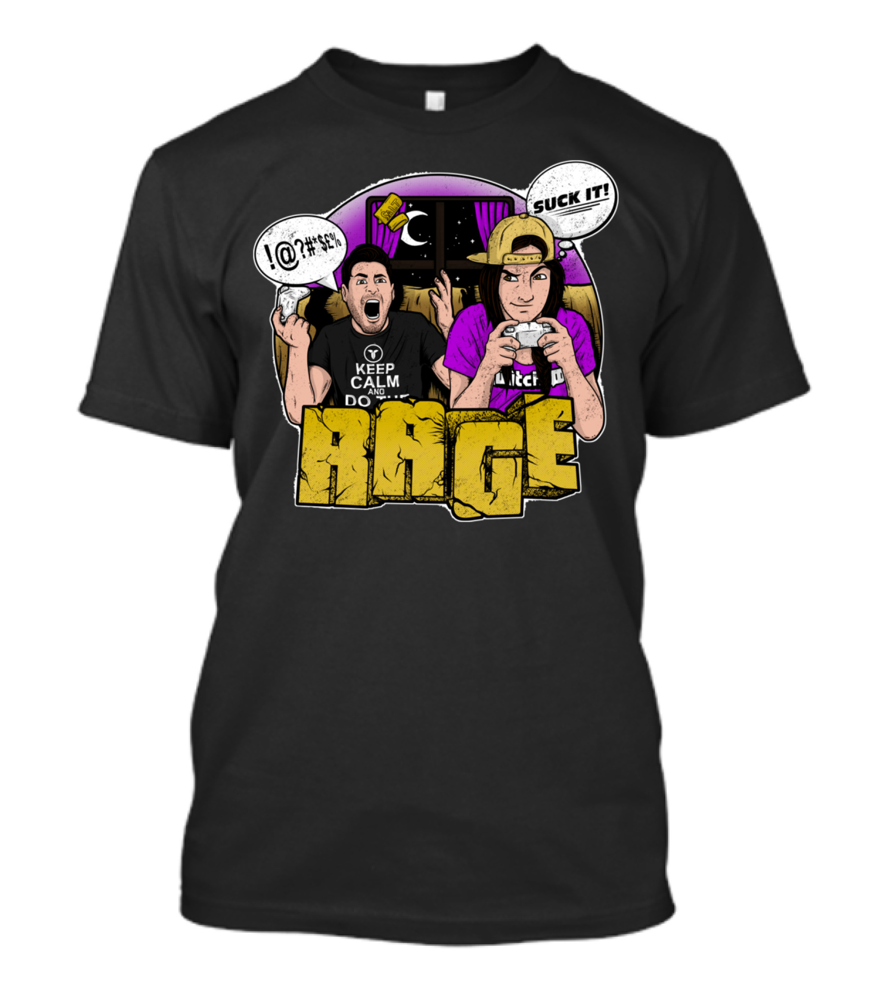 Rage Gaming Couple 'Keep Calm And Do' Twitch Night Battle T-Shirt