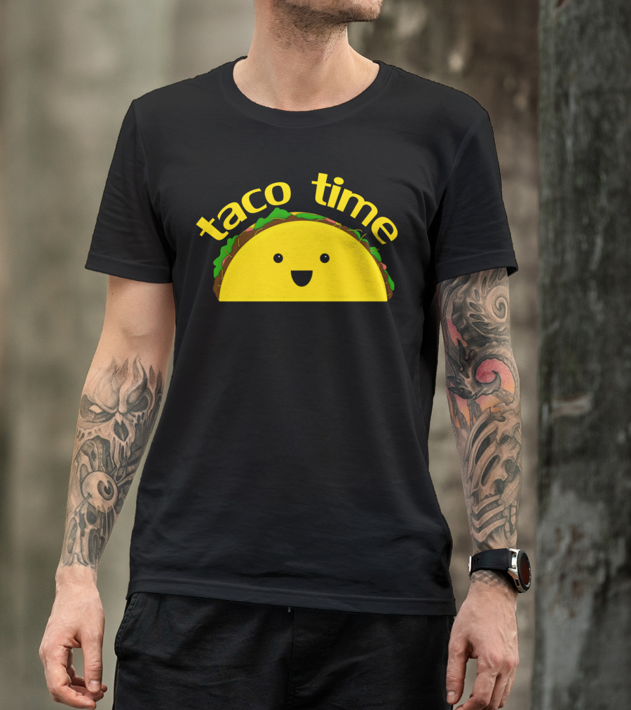 Taco Time Smiling Taco Face With Colorful Ingredients T-Shirt