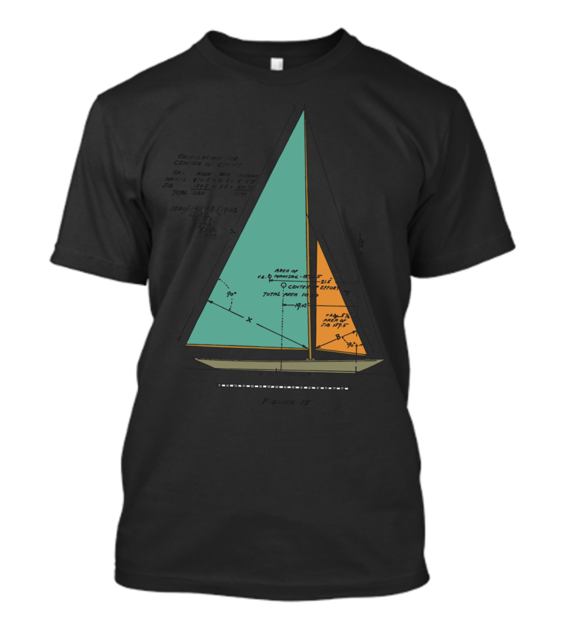 BOATING SAILBOAT DIAGRAM WITH CENTER OF EFFORT CALCULATIONS T-Shirt
