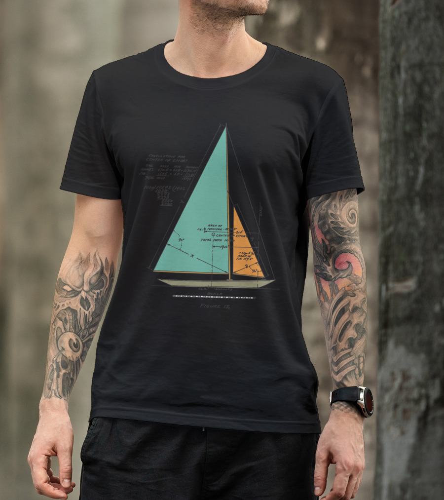 BOATING SAILBOAT DIAGRAM WITH CENTER OF EFFORT CALCULATIONS T-Shirt