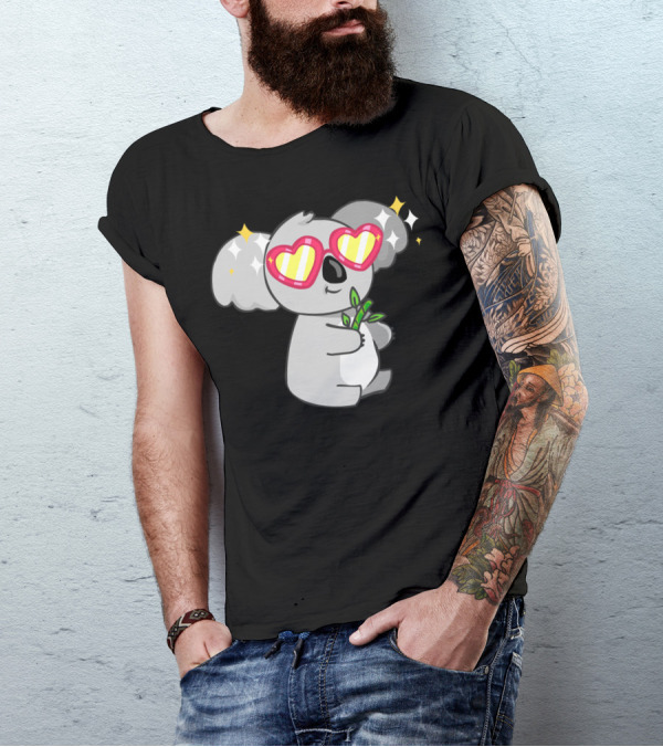 Fabulous Koala With Heart Glasses And Sparkles T-Shirt