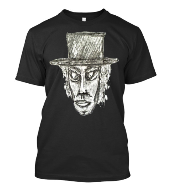 Man With Hat Head Pencil Drawing Illustrat Iconic Top Hat Sketch T-Shirt