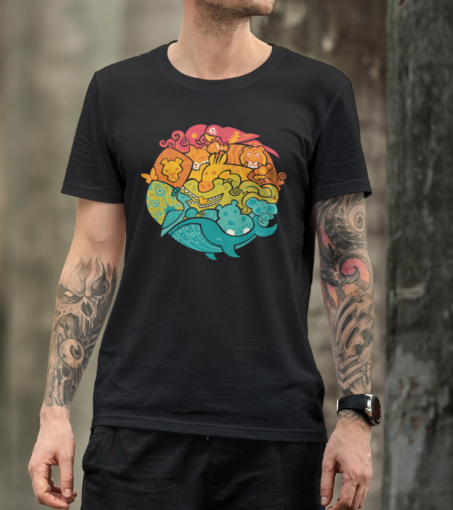 Animal Rainbow Parrot Lion Crocodile Koala Tiger Butterfly Hippo Monkey Frog Whale T-Shirt