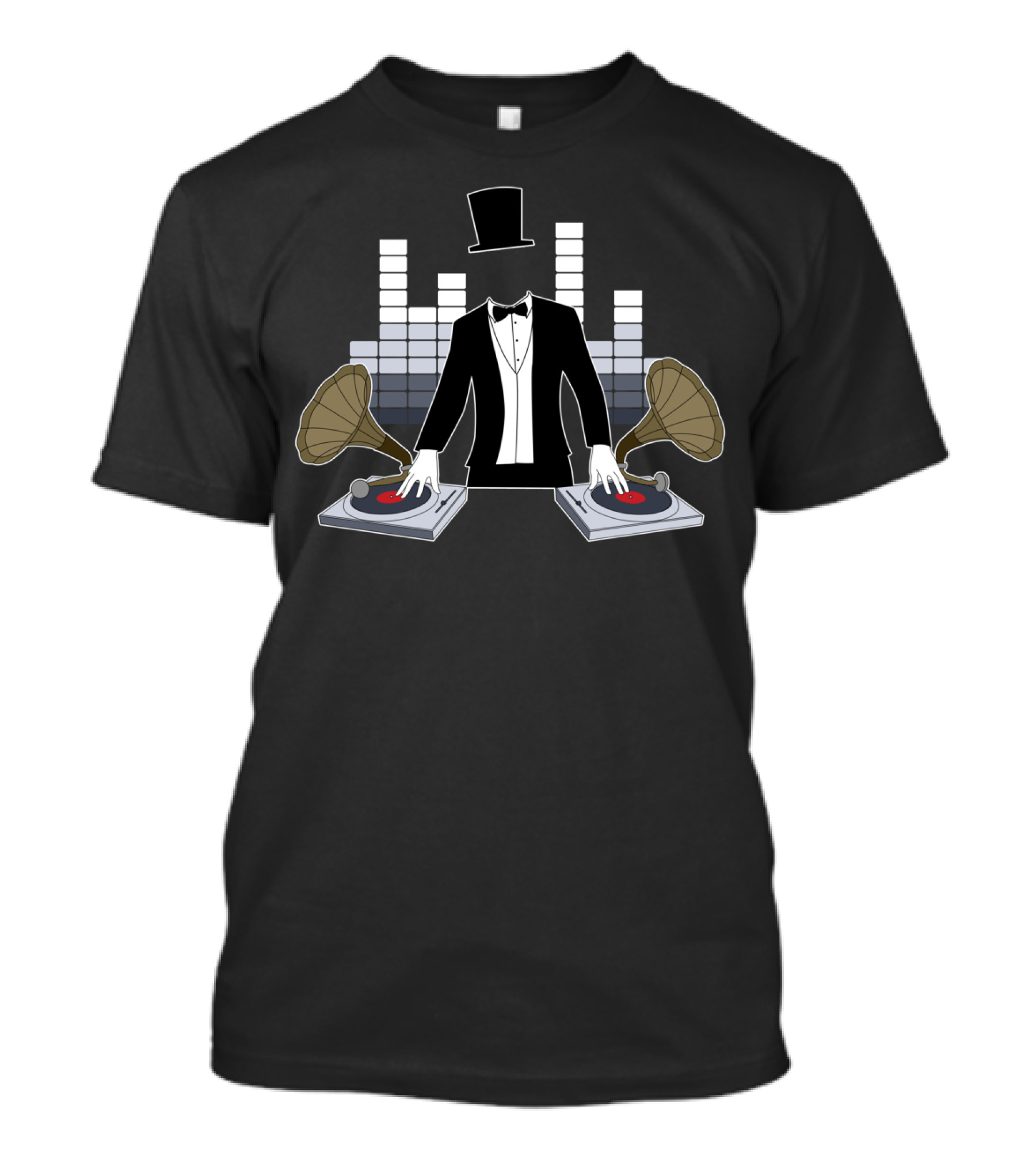 DJ Gramophone Turntable Tuxedo Top Hat Music T-Shirt