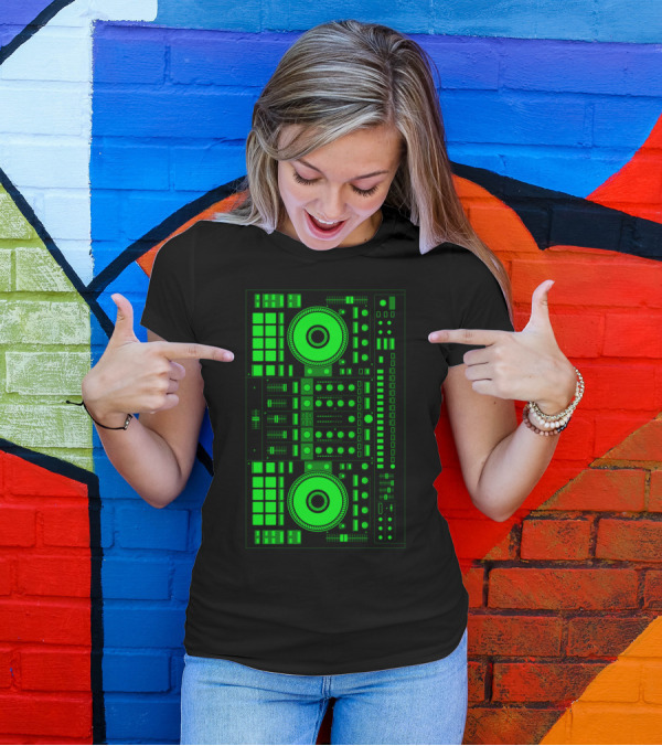 DJ Green Neon Turntable Controller T-Shirt