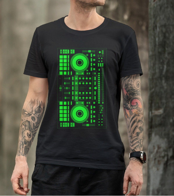 DJ Green Neon Turntable Controller T-Shirt