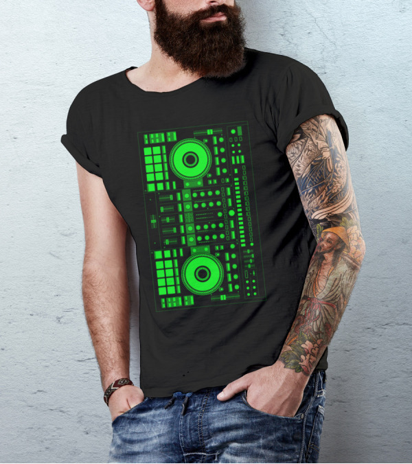 DJ Green Neon Turntable Controller T-Shirt