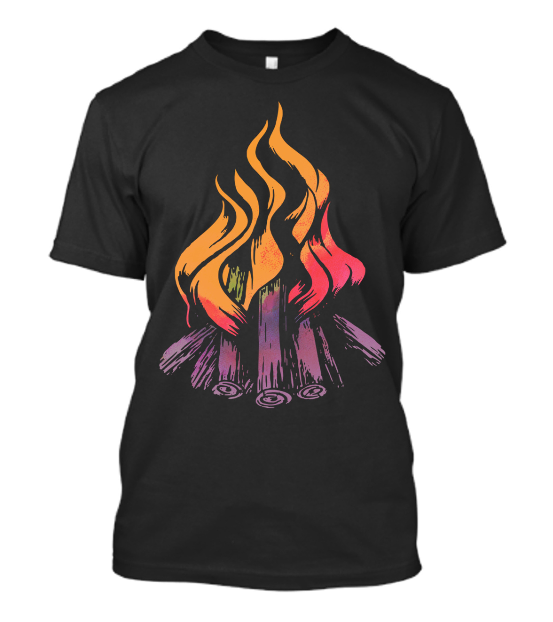 Camp Fire Colorful Flames And Logs T-Shirt