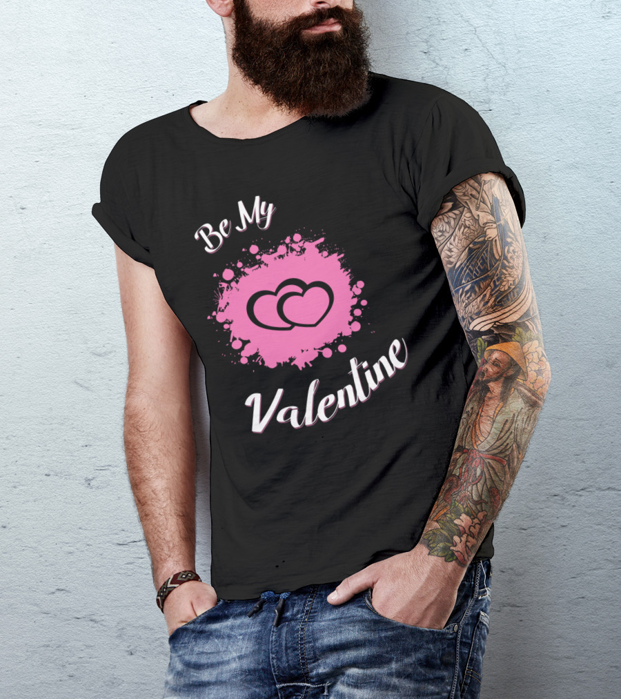 Be My Valentine Pink Heart Splash T-Shirt