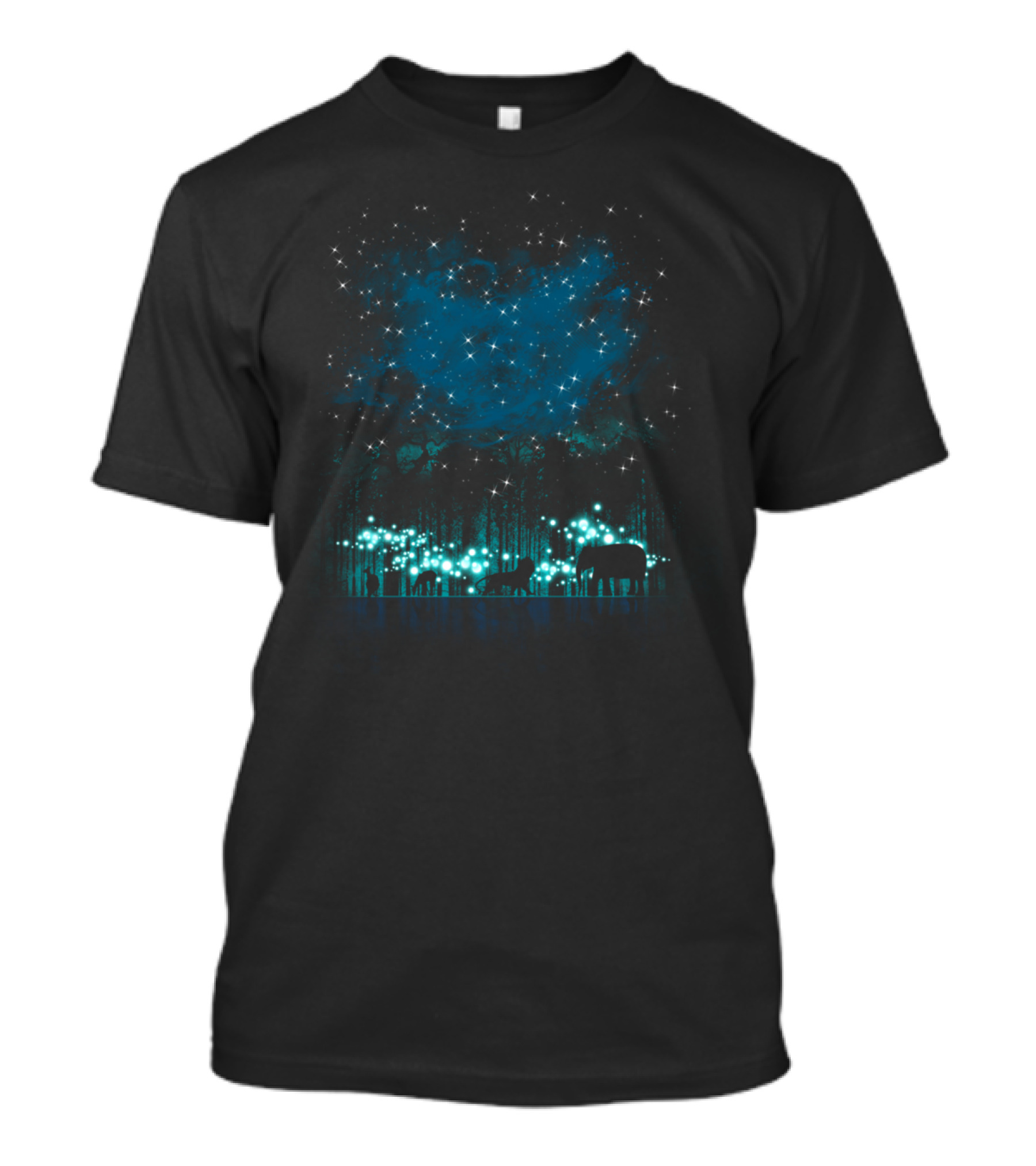 Celestial Nighttime Safari With Glowing Animal Silhouettes And Starry Skies T-Shirt