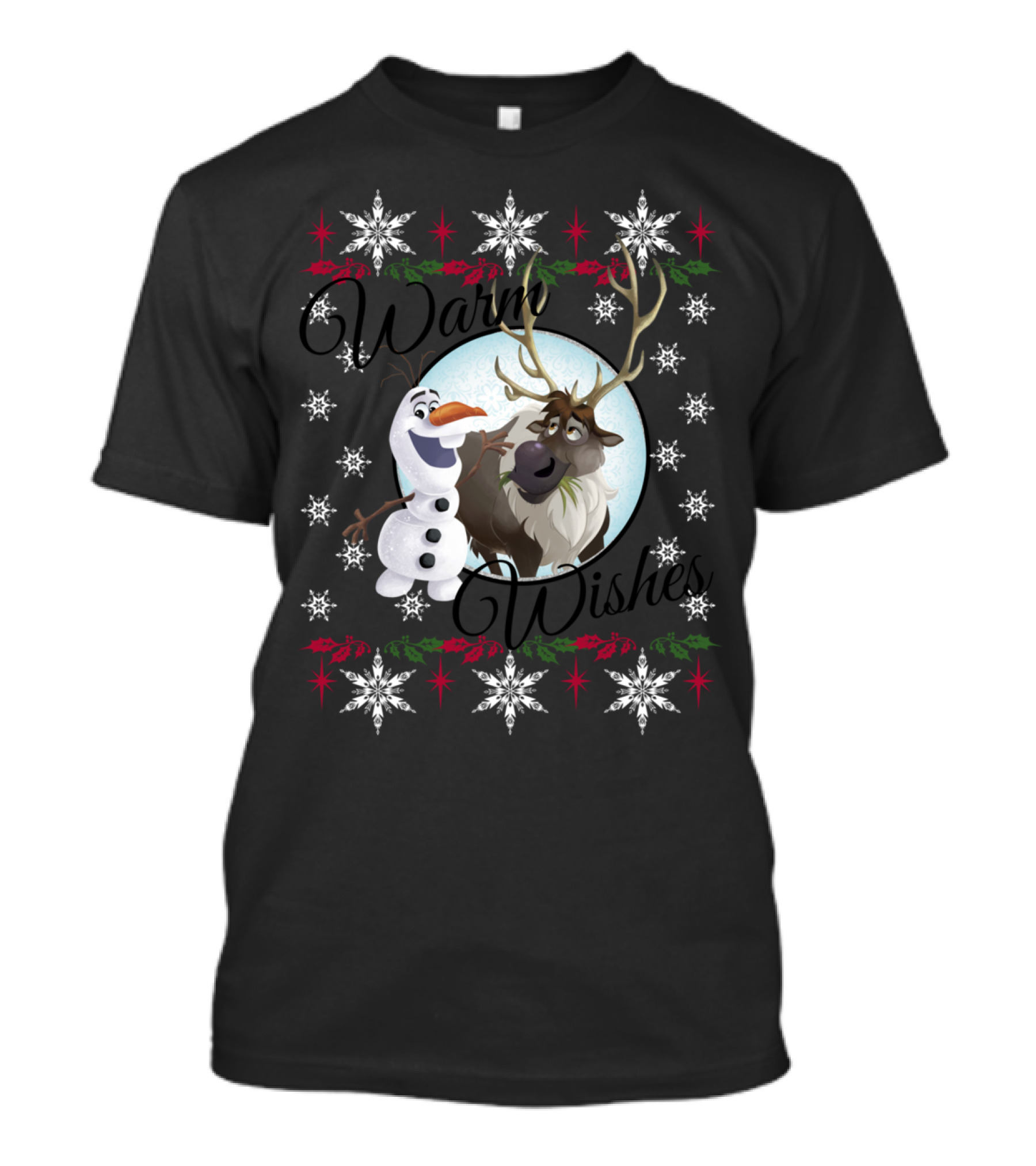 Warm Wishes UglyCrewn Olaf And Sven Snowflakes T-Shirt