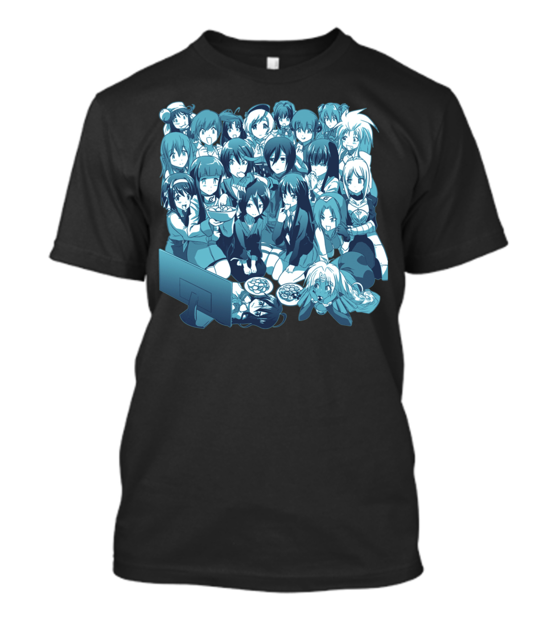 Anime Night Group Watching Session With Snacks And Television T-Shirt