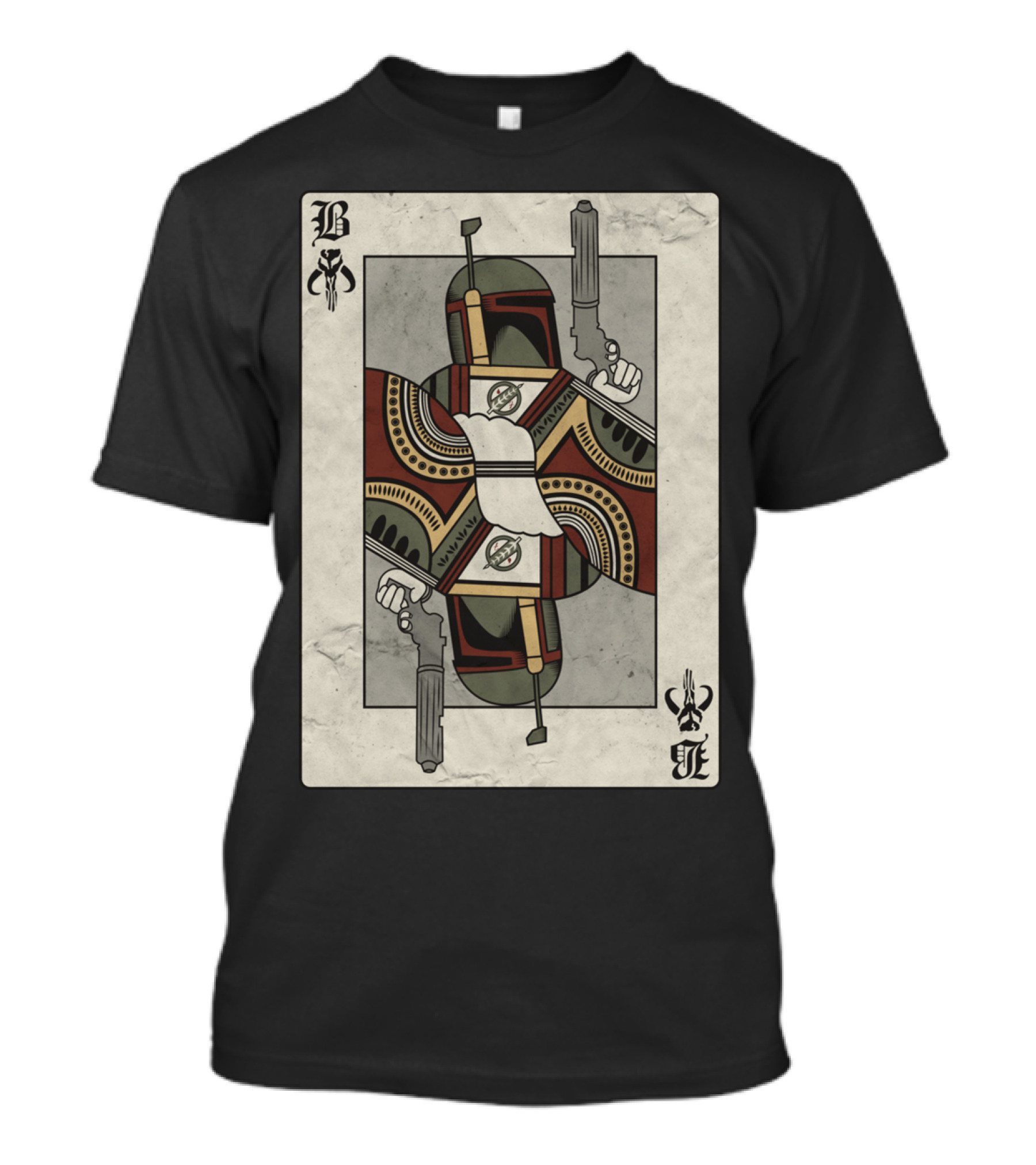 Boba Fett Playing Card King Armor Helmet Blaster T-Shirt