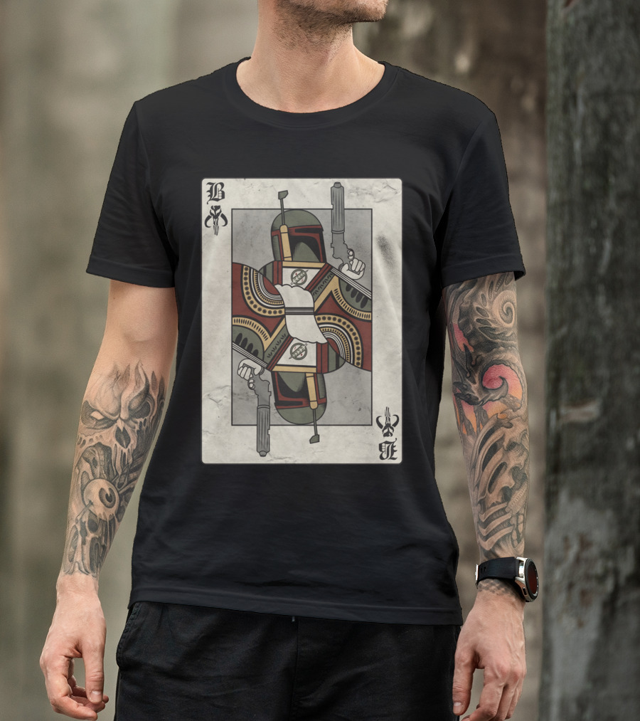 Boba Fett Playing Card King Armor Helmet Blaster T-Shirt