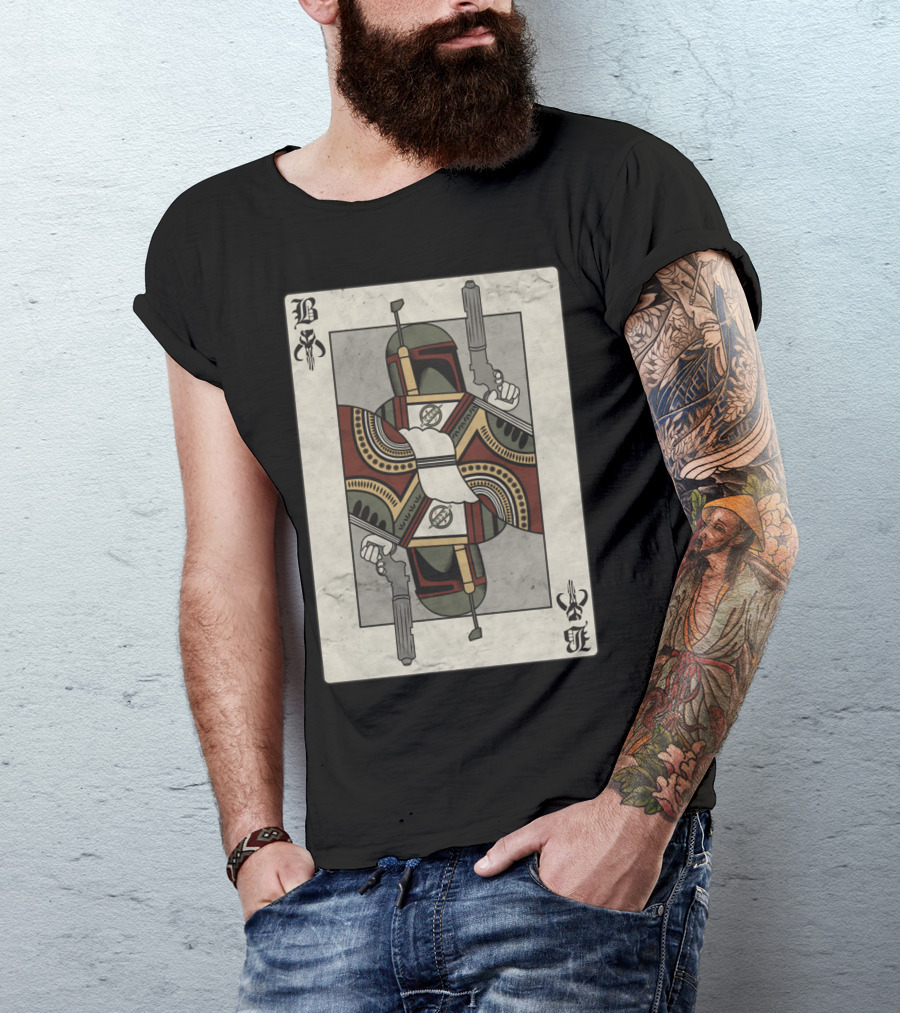 Boba Fett Playing Card King Armor Helmet Blaster T-Shirt