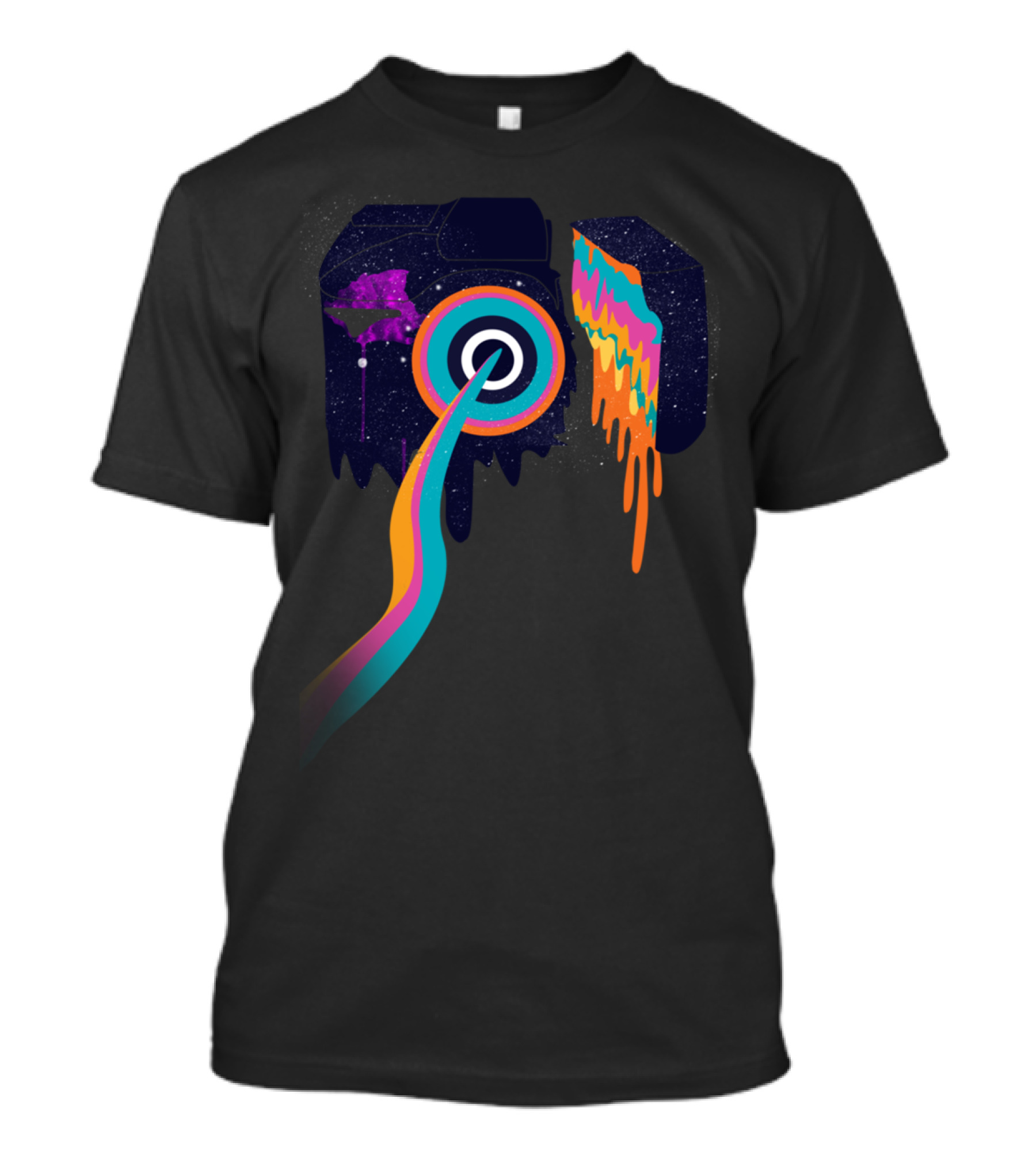 Cosmic View Rainbow Prism Galaxy Camera T-Shirt