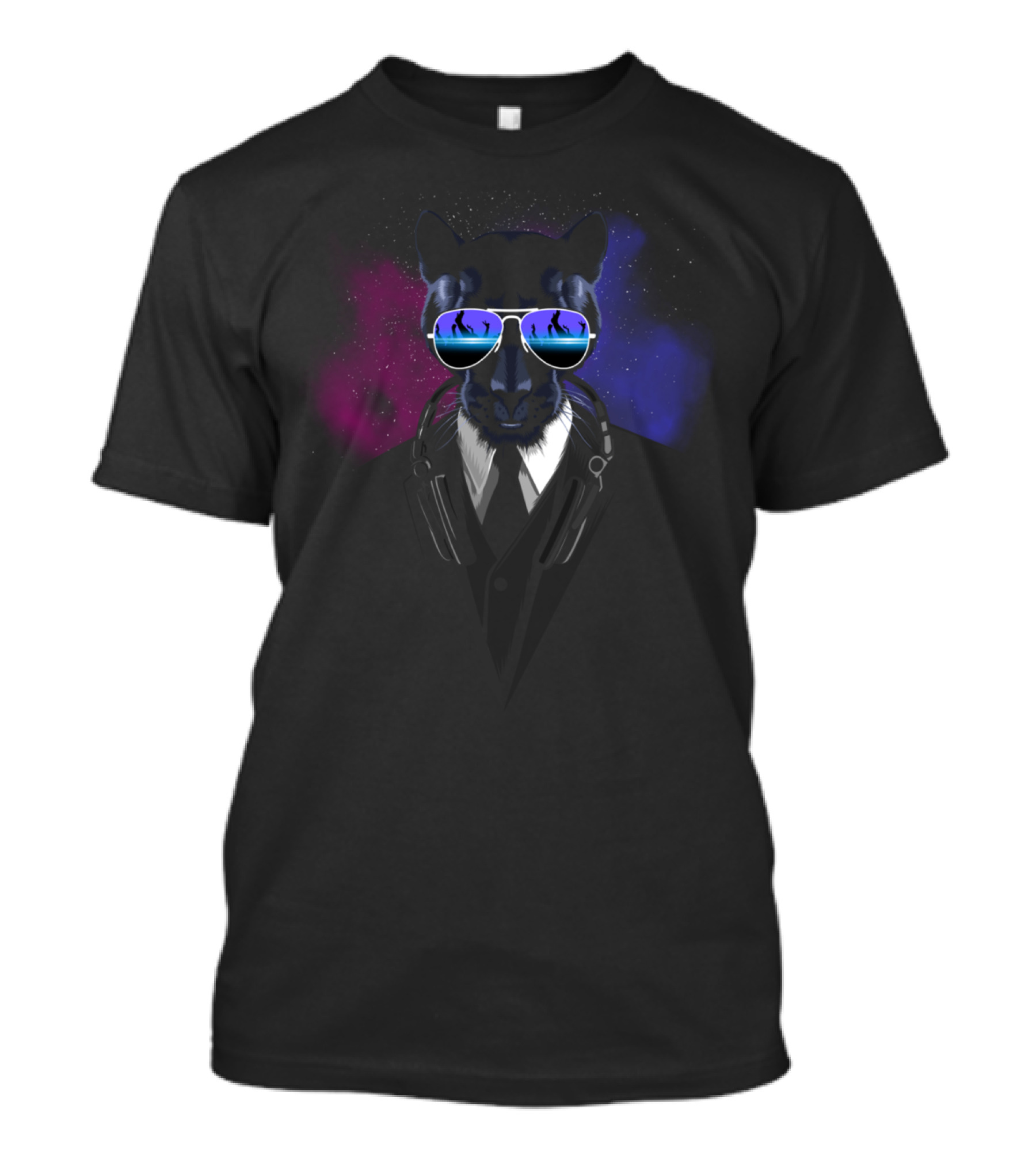 DJ Panther Neon Sunglasses Galaxy Vibe T-Shirt
