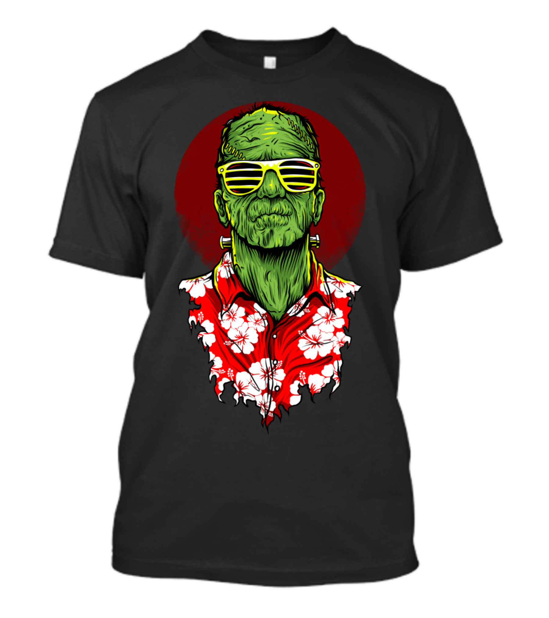 Frank Holiday Hawaiian Frankenstein Sunglasses Tropical T-Shirt