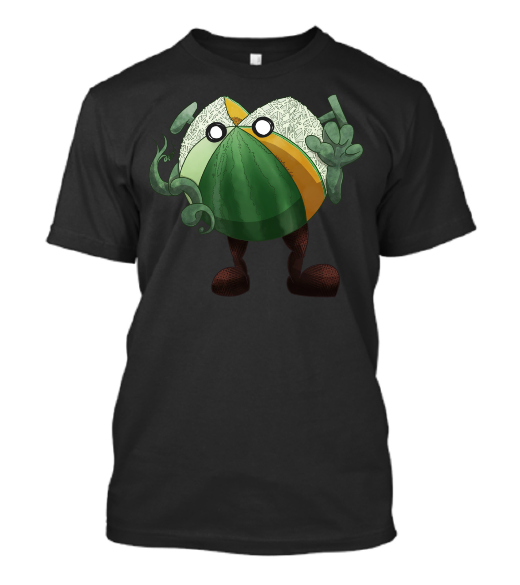 Frankenmelon Creepy Hybrid Melon Character With Monster Features T-Shirt