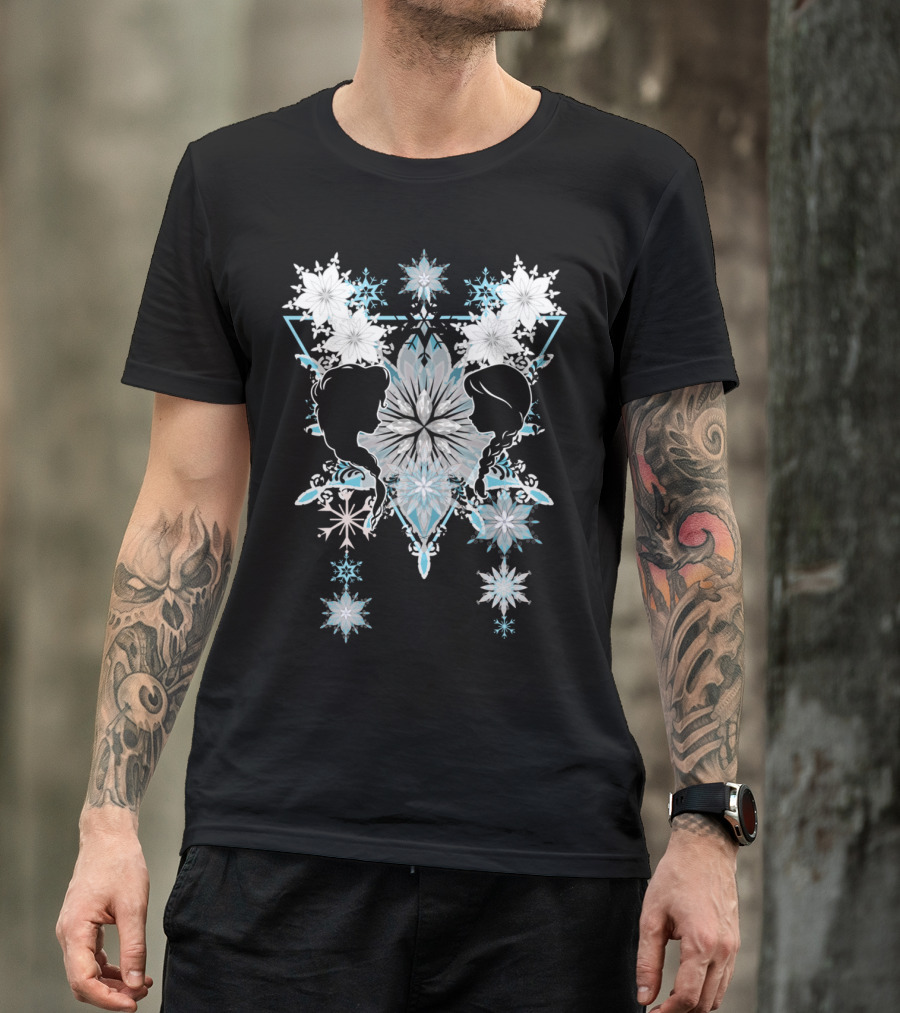 Frozen Anna Elsa Snowflake Silhouettes T-Shirt