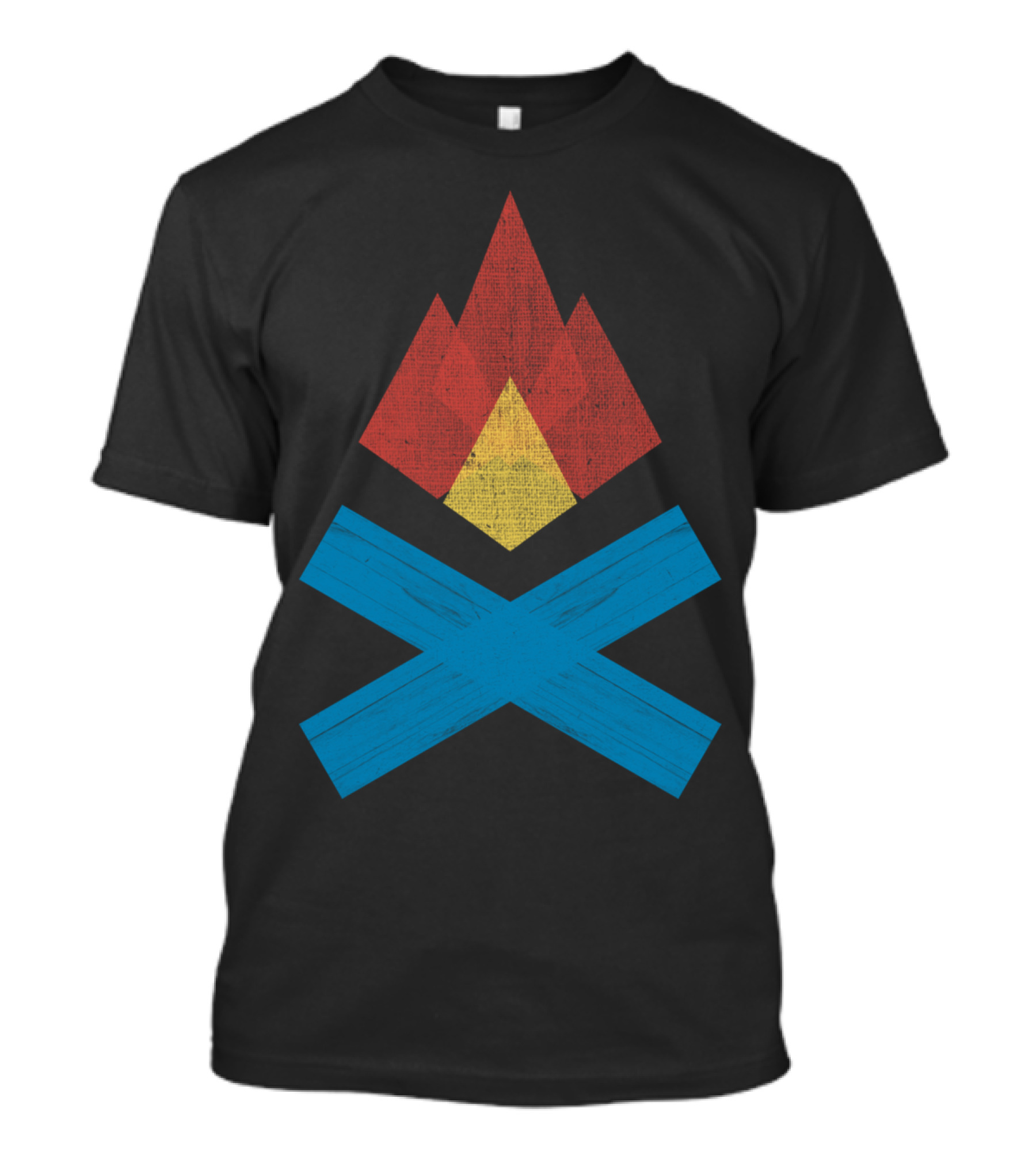 Campfire Flame Geometric Red Yellow Blue Logs T-Shirt