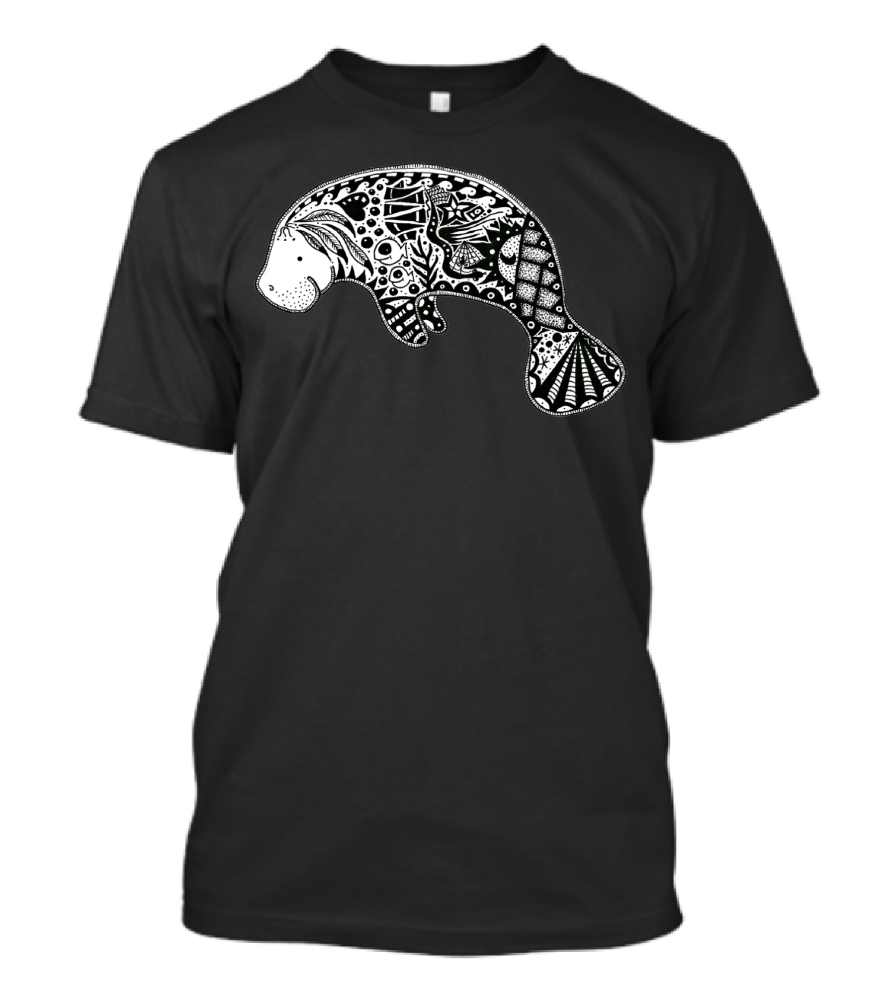 Intricate Manatee Blue Decorated T-Shirt
