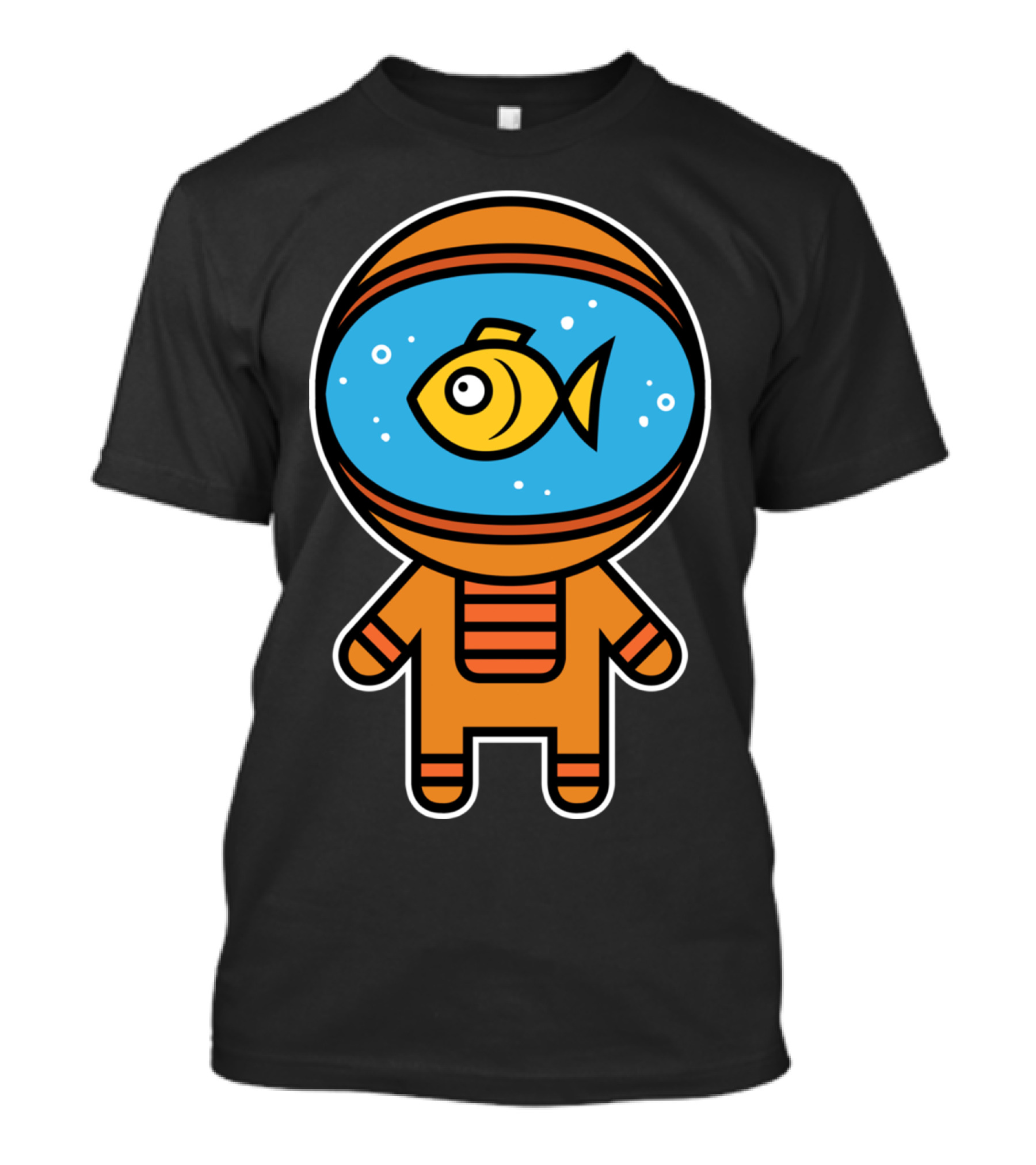 Cosmonaut Fish In Space Suit With Helmet And Bubbles T-Shirt