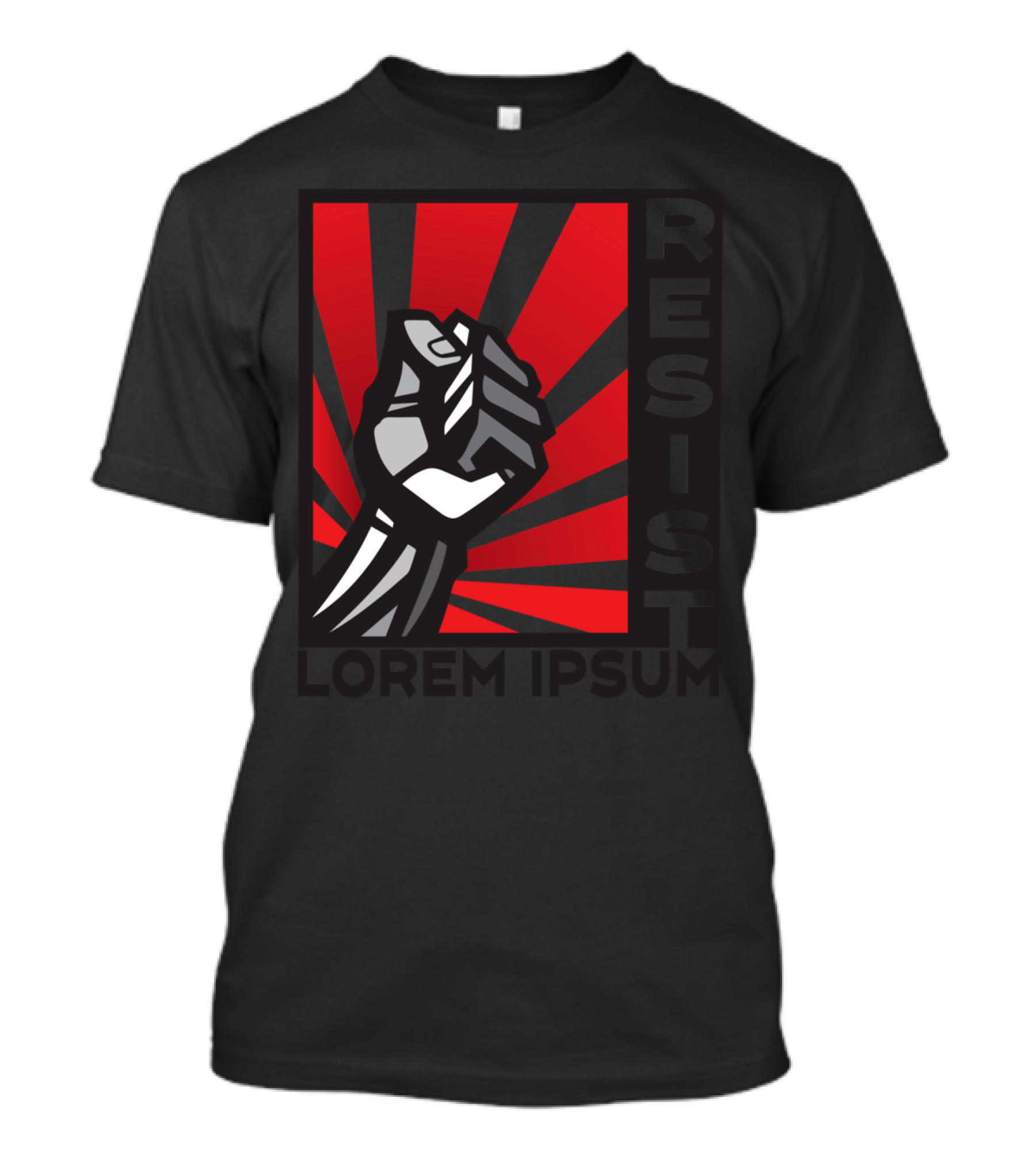 RESIST LOREM IPSUM Fist Red Black Sunburst Iconic T-Shirt
