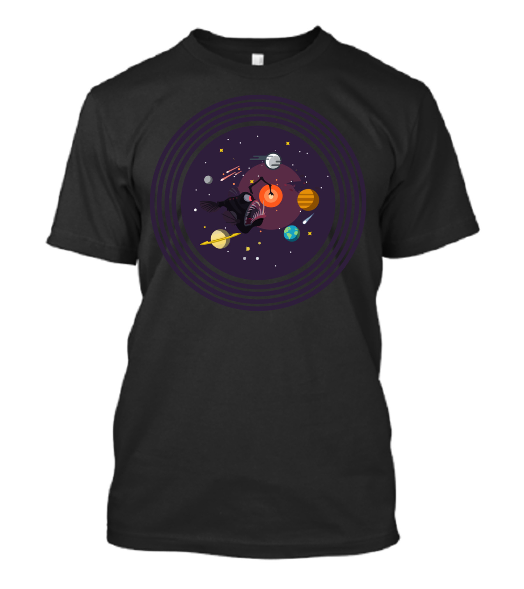 Cosmos Fish Journey Through Outer Space Planets T-Shirt