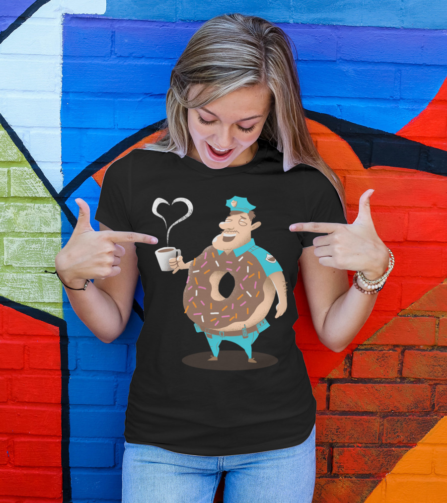 Do Not Cup Coffee Donut Police Officer With Sprinkles T-Shirt