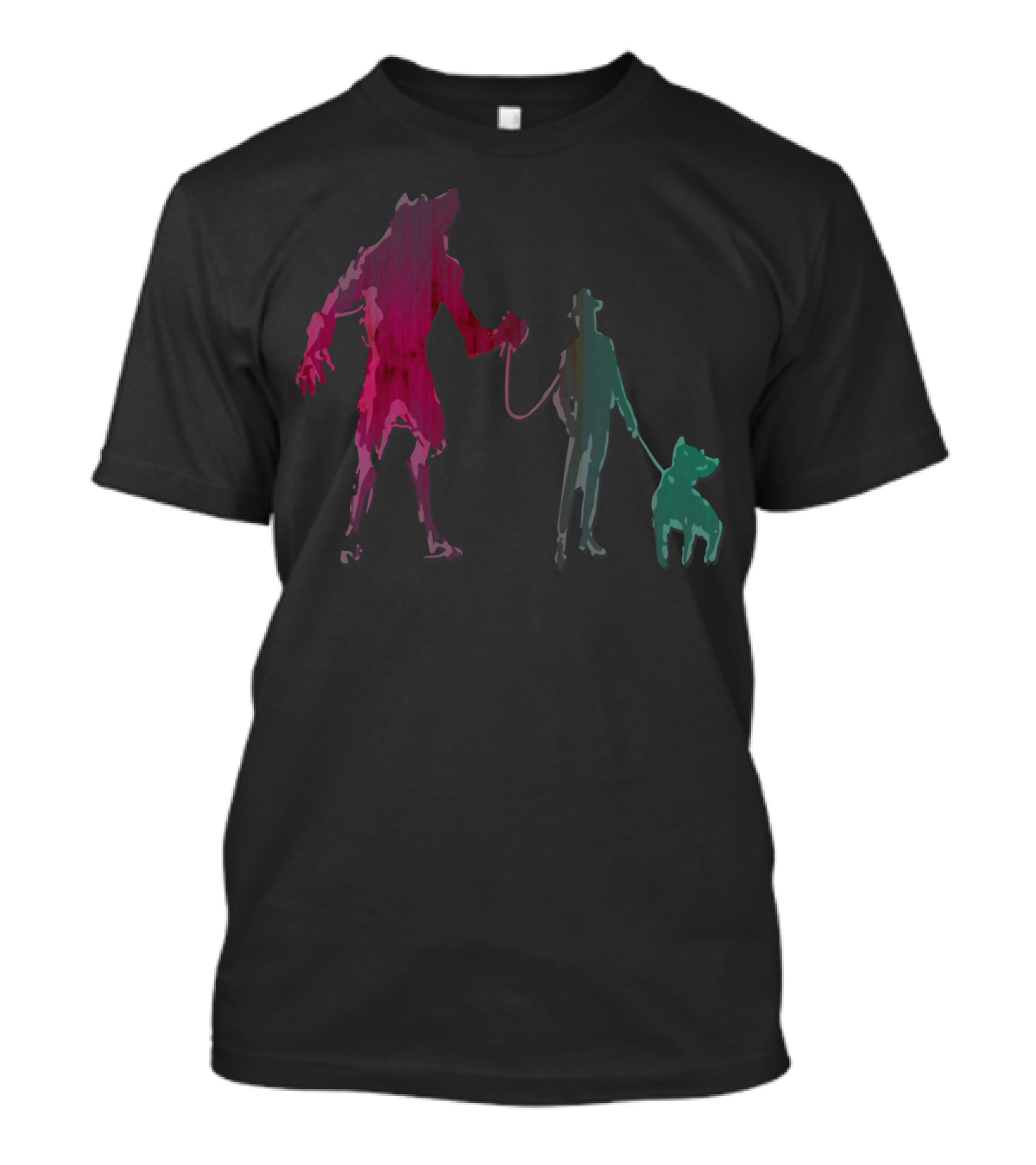 We Are The Slaves Silhouette Of Werewolf Holding Hands With Human And Dog Shadows T-Shirt