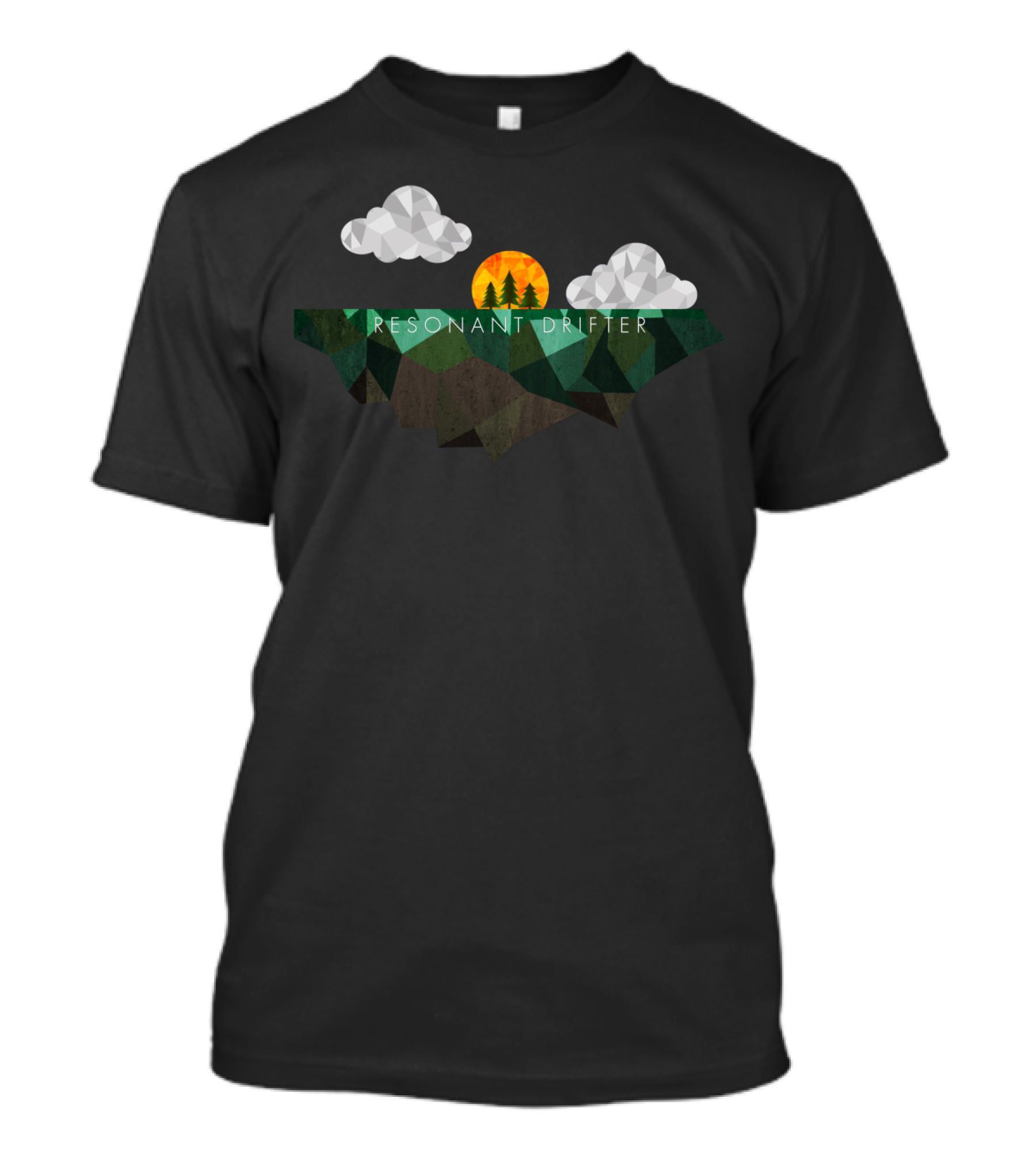 Resonant Drifter Floating Geometric Landscape With Sunset And Clouds T-Shirt