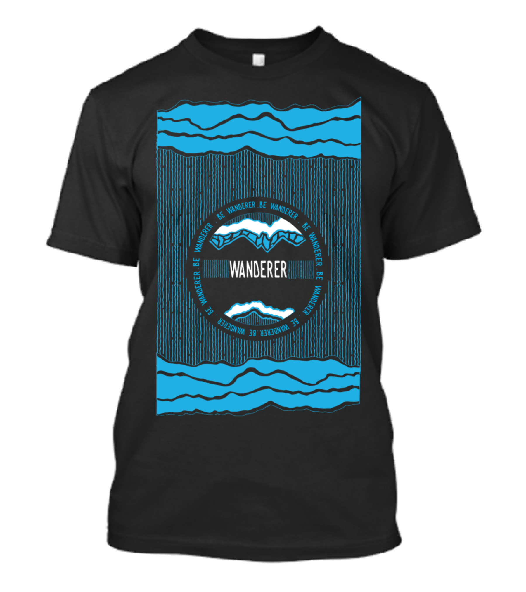Wanderer Mountains Be Wanderer Blue Waves T-Shirt