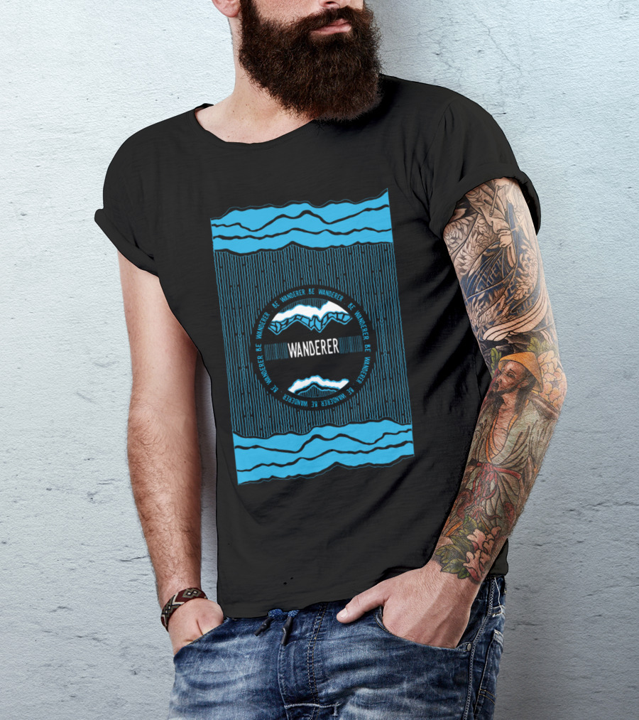 Wanderer Mountains Be Wanderer Blue Waves T-Shirt