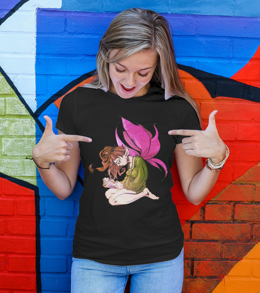Faerie Reading With Pink Wings By Mike Duggan T-Shirt